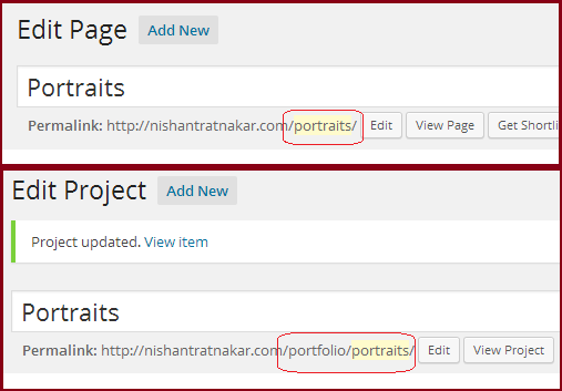 WordPress Page Permalinks Change When Converted To Project